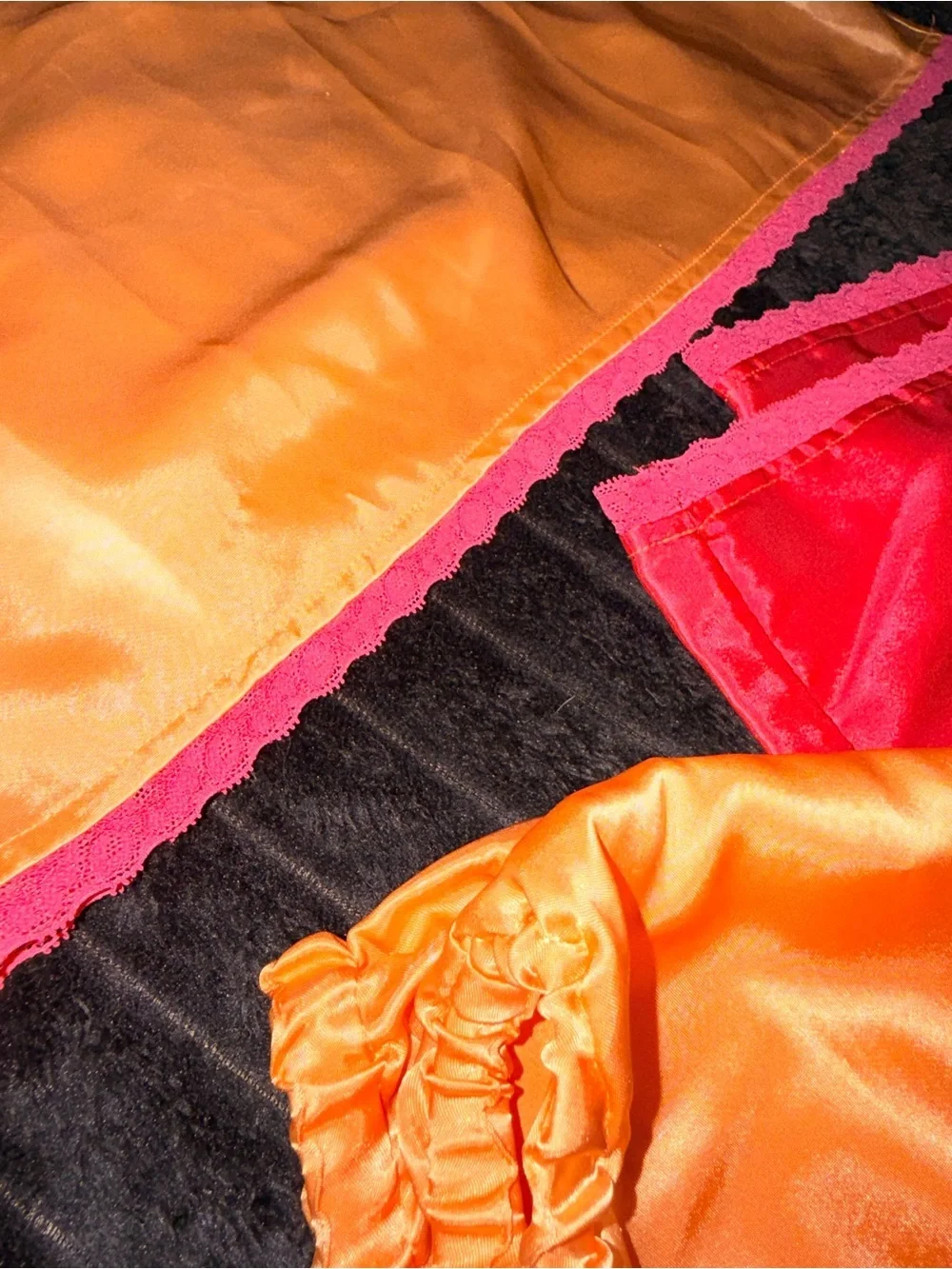 Valerie Stevens Orange & Hot Pink Satin Camisole and Pants Set